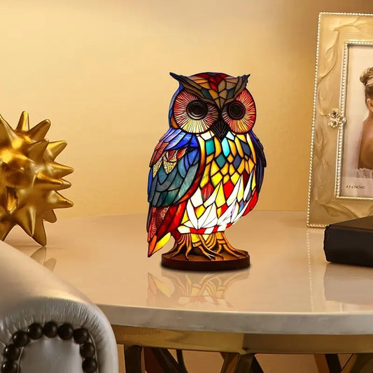 Stained Glass Mosaic Owl Table Lamp, view 2