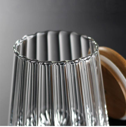Ripple Glass Storage Jar with Bamboo Lid, view 11