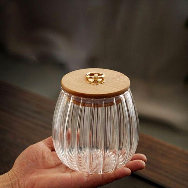 Ripple Glass Storage Jar with Bamboo Lid, view 4