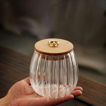 Ripple Glass Storage Jar with Bamboo Lid, view 4