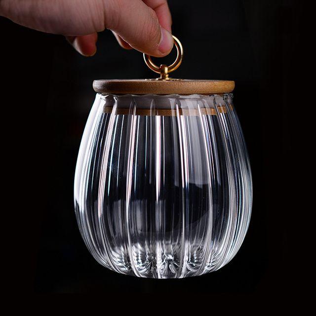 Ripple Glass Storage Jar with Bamboo Lid, view 5