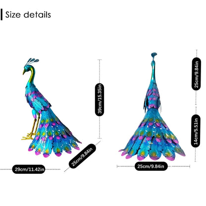 Hand Painted Metal Peacock Garden Sculpture, view 14