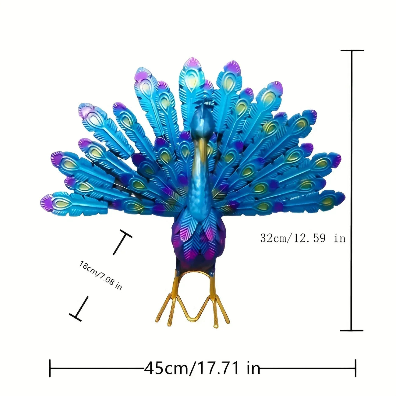 Hand Painted Metal Peacock Garden Sculpture, view 15