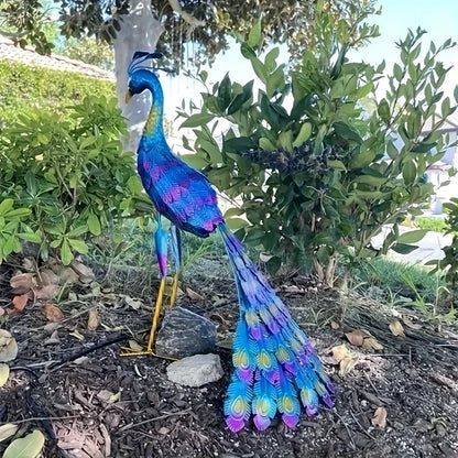 Hand Painted Metal Peacock Garden Sculpture, view 13