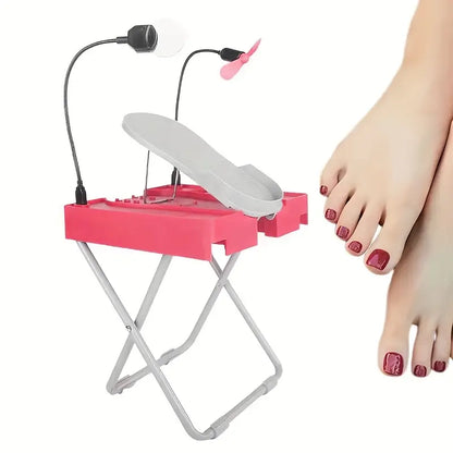 Adjustable Folding Pedicure Footrest with Fan, view 7