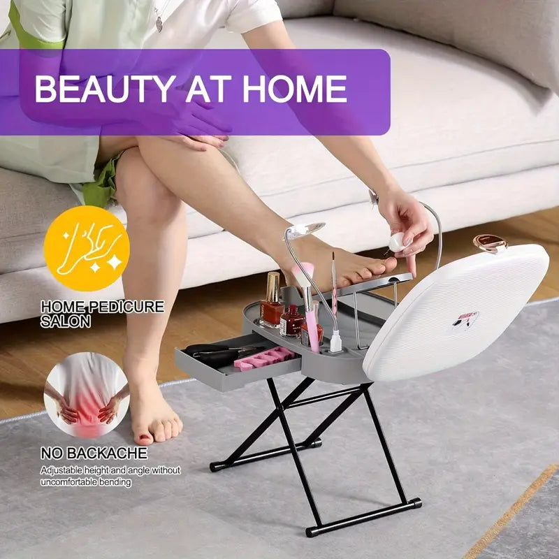 Adjustable Folding Pedicure Footrest with Fan, view 3