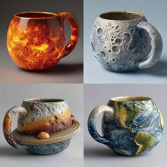 Planet Shaped Ceramic Mug: Earth, Sun, Moon or Saturn, view 2