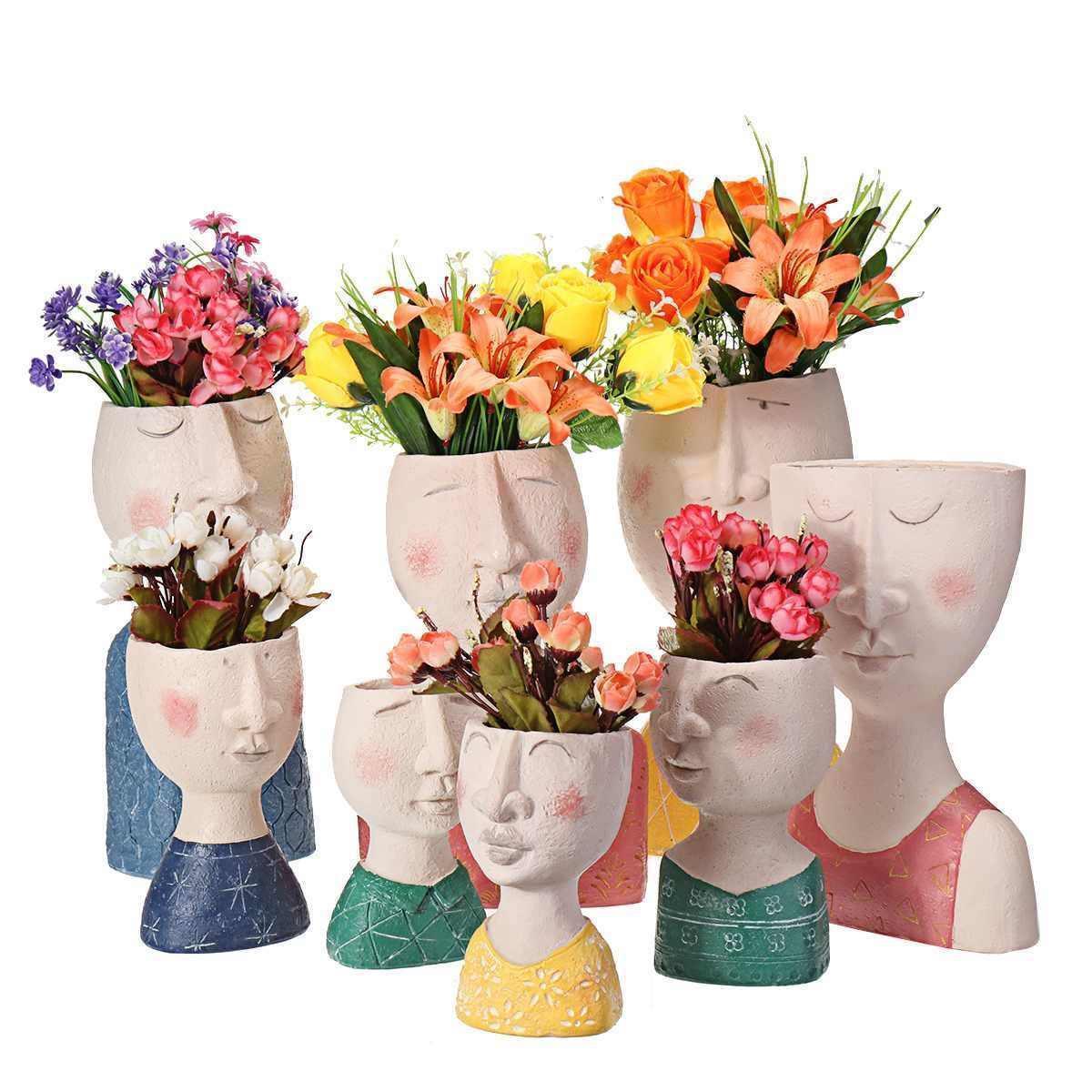 Caricature Face Sculpture Planter, Eight Characters, view 16