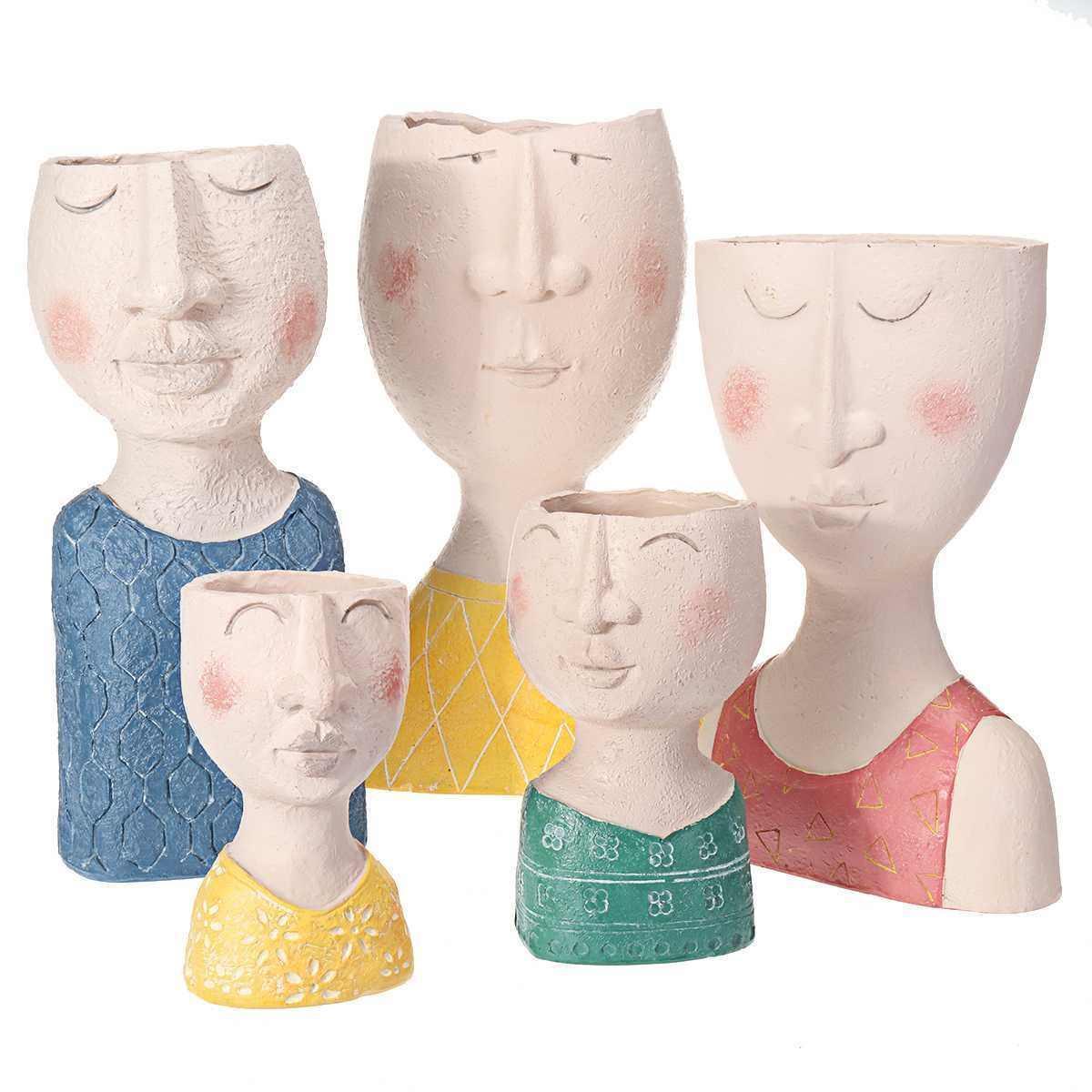 Caricature Face Sculpture Planter, Eight Characters, view 20