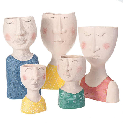 Caricature Face Sculpture Planter, Eight Characters, view 20