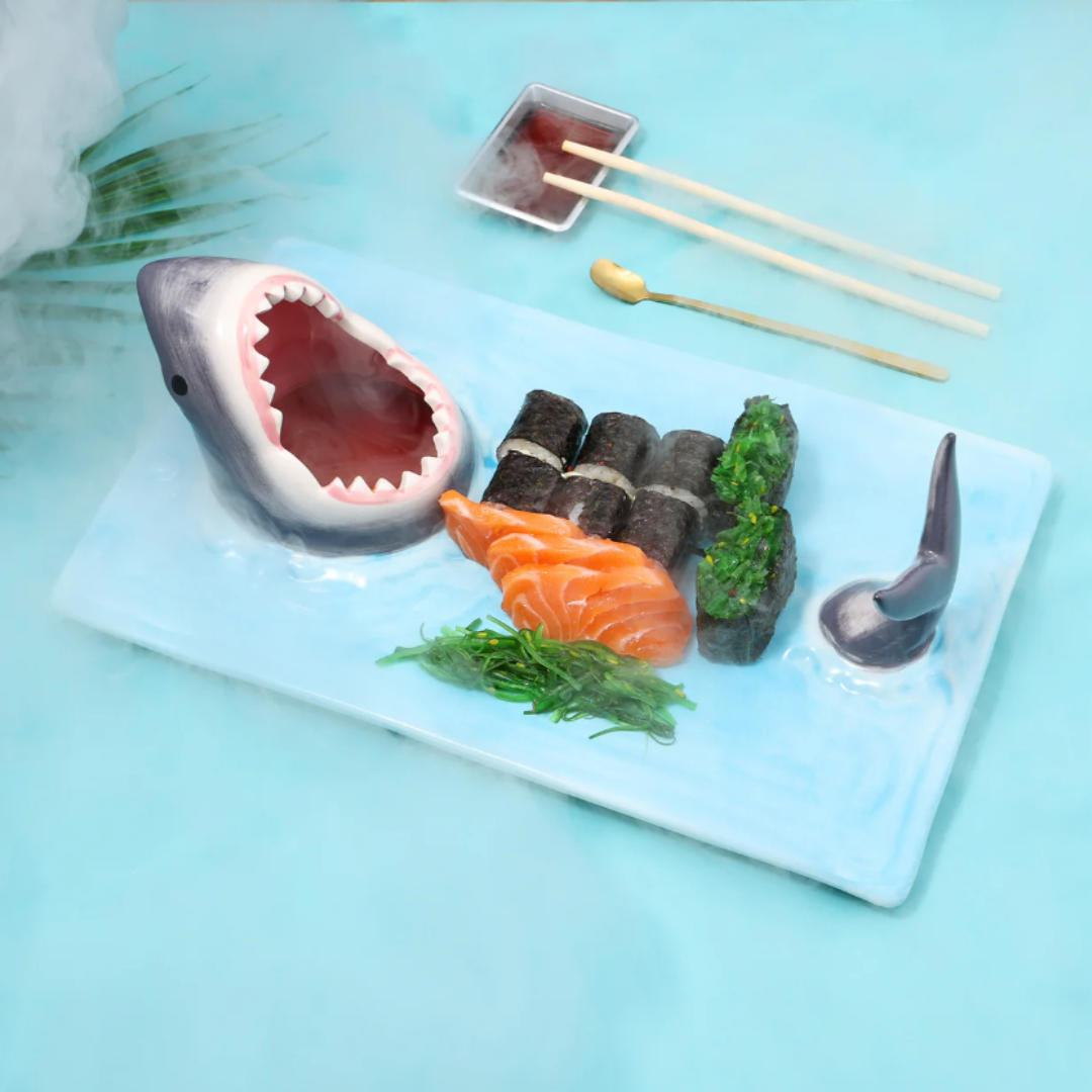 Shark Shaped Ceramic Plate with Dip Recess, view 4