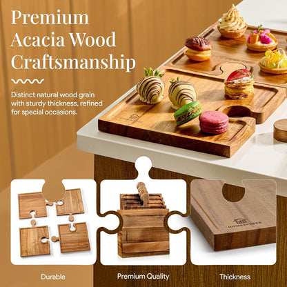 Interlocking Acacia Charcuterie Board Set of 4, view 5