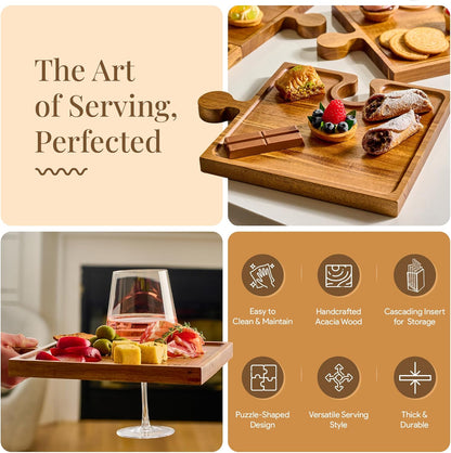 Interlocking Acacia Charcuterie Board Set of 4, view 6