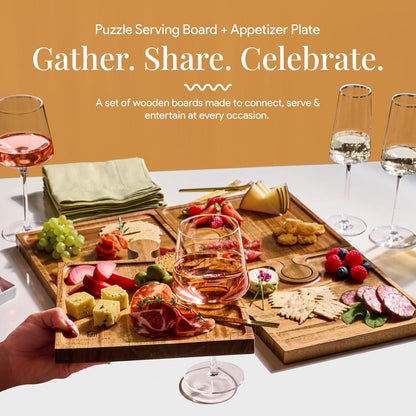 Interlocking Acacia Charcuterie Board Set of 4, view 7