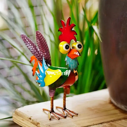 Metal Rooster Garden Ornament, 8.2 in Tall, view 2