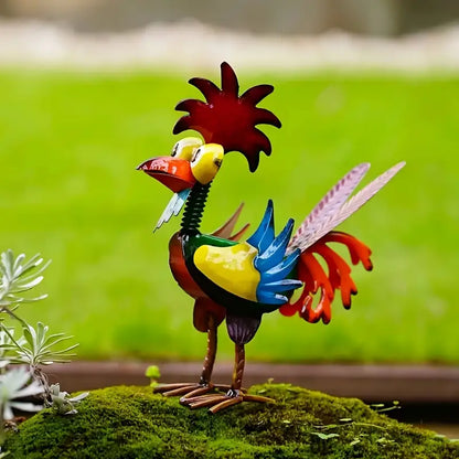 Metal Rooster Garden Ornament, 8.2 in Tall, view 3