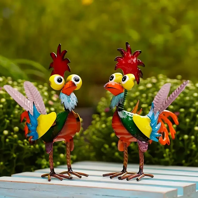 Metal Rooster Garden Ornament, 8.2 in Tall, view 5