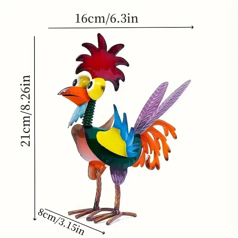 Metal Rooster Garden Ornament, 8.2 in Tall, view 8