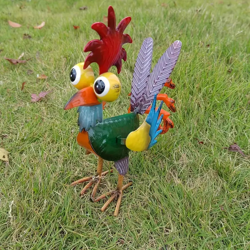 Metal Rooster Garden Ornament, 8.2 in Tall, view 6