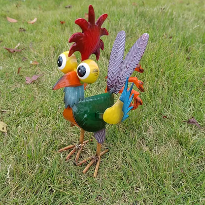 Metal Rooster Garden Ornament, 8.2 in Tall, view 6