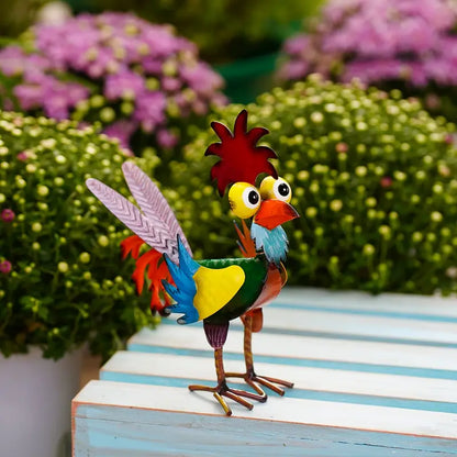 Metal Rooster Garden Ornament, 8.2 in Tall, view 4