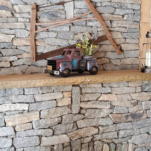 Vintage Metal Truck Planter with Weathered Paint, view 7