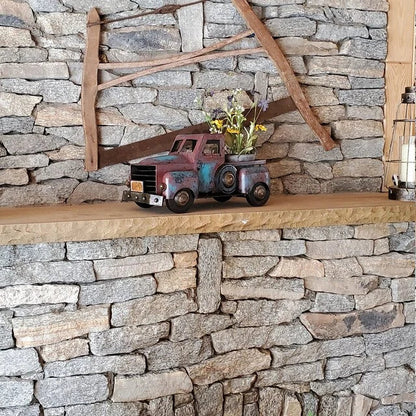 Vintage Metal Truck Planter with Weathered Paint, view 7