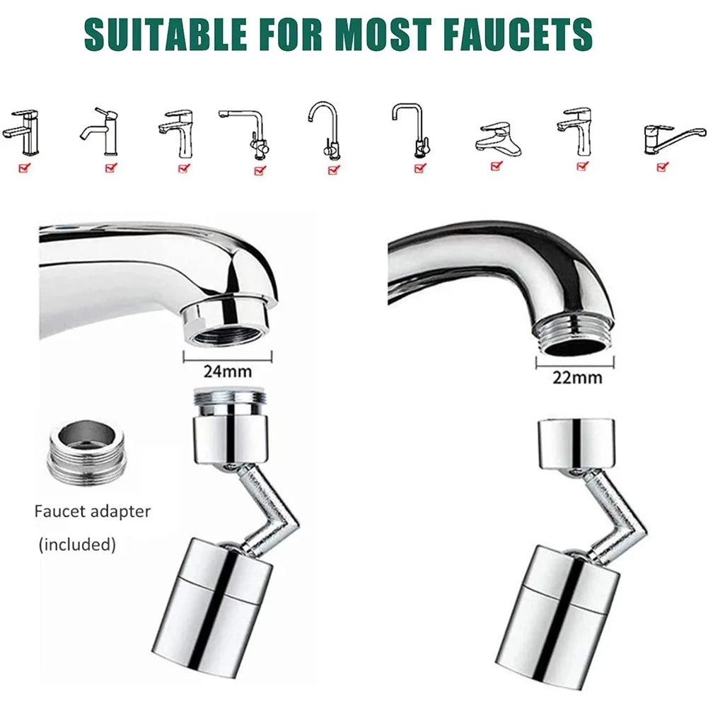 Swivel Faucet Attachment, 1080 Degree, Two Spray Modes, view 3