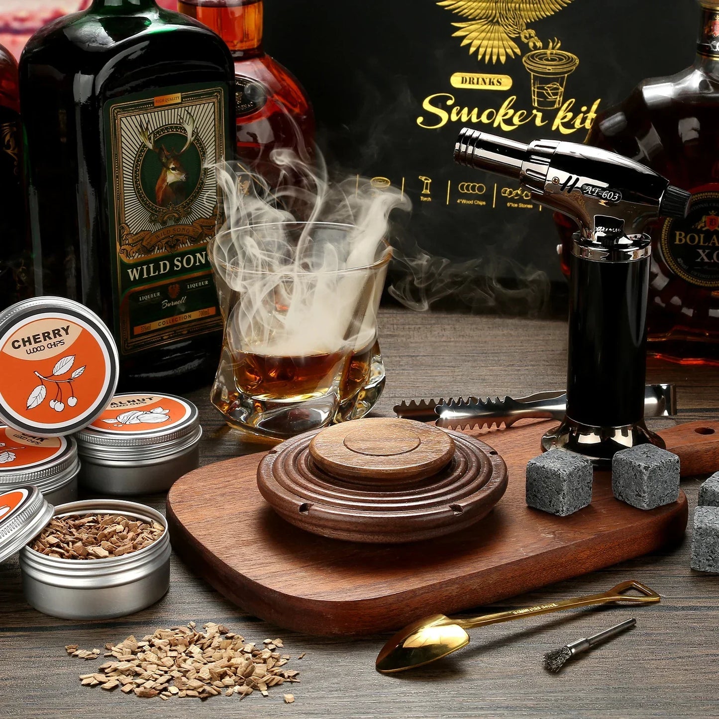 Cocktail Smoker Kit with Wood Chips, Beech or Walnut, view 3