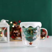 Double Wall Christmas Glass Mug, 10.1 oz (300 ml)