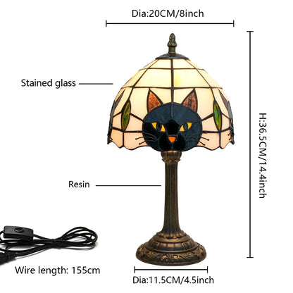 Stained Glass Table Lamp with a Cat Face Shade, view 5