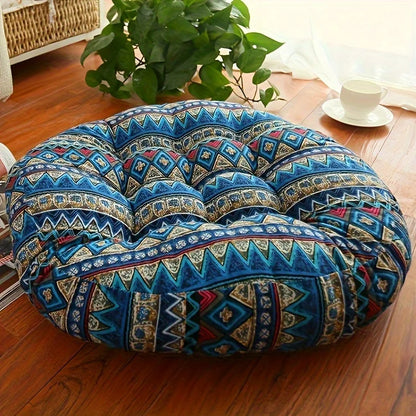 Round Tufted Boho Floor Cushion, 22 in, Four Prints, view 6