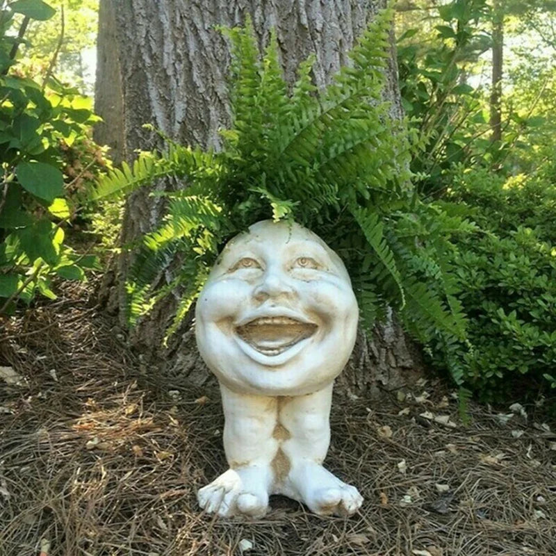 Resin Face Planter with Drainage Hole, Six Characters, view 32