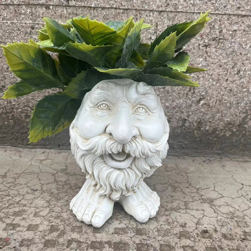Resin Face Planter with Drainage Hole, Six Characters, view 16