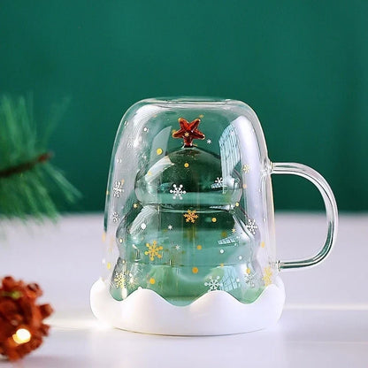Double Wall Christmas Glass Mug, 10.1 oz (300 ml), view 2