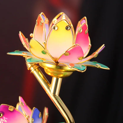 Lotus Flower Lamp with Hand Painted Petals, Three Sizes, view 7