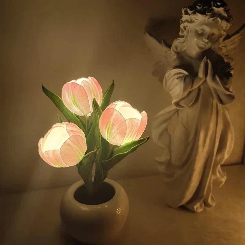 LED Tulip Lamp in a Vase, White, Orange or Pink, view 6