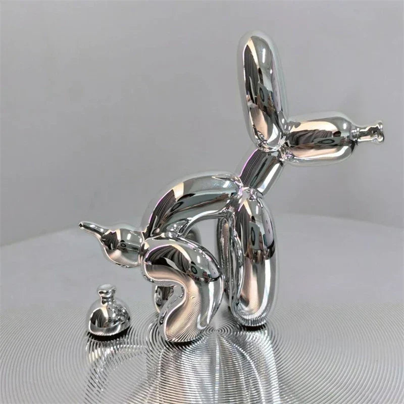 Squatting Balloon Dog Resin Figurine, Eight Colors, view 3