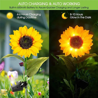Solar Sunflower Garden Stake Lights, Set of 2, view 4