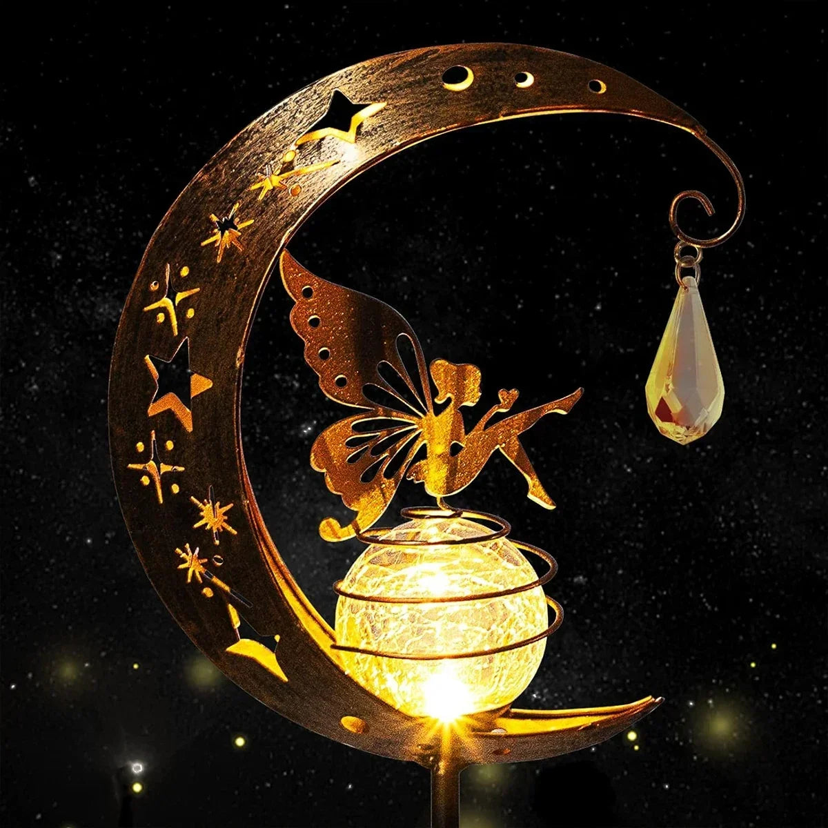 Solar Fairy on a Crescent Moon Garden Stake Light, view 9