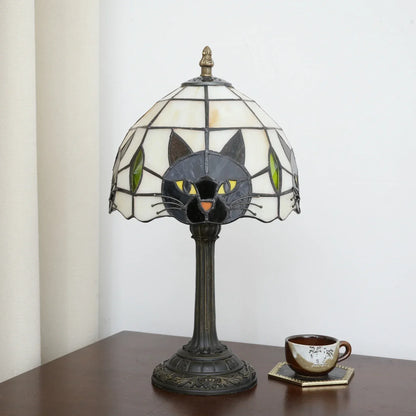 Stained Glass Table Lamp with a Cat Face Shade, view 6