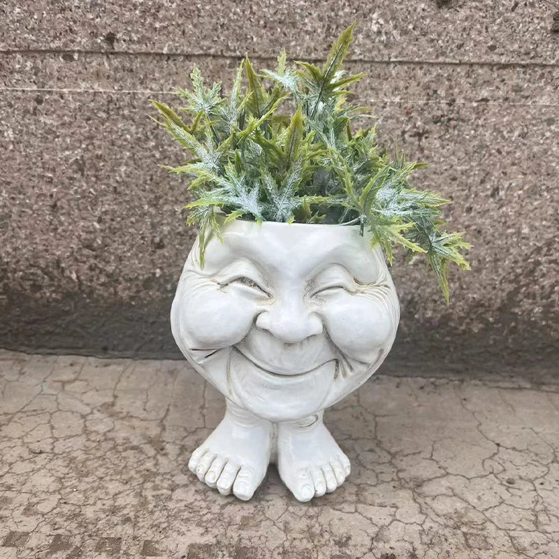 Resin Face Planter with Drainage Hole, Six Characters, view 10