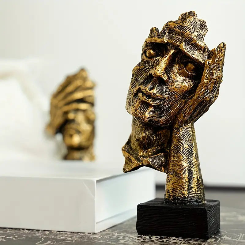 Abstract Face Sculptures on Black Bases, Single or Set, view 12