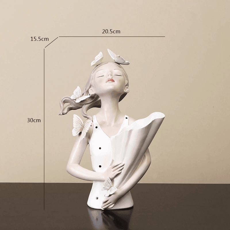 Butterfly Girl Bust Vase, Hand Painted Resin, view 20
