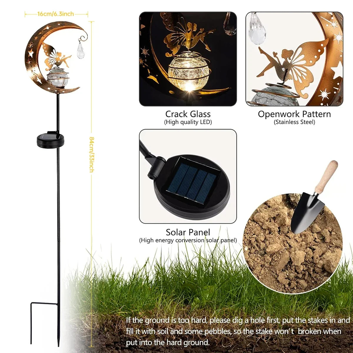 Solar Fairy on a Crescent Moon Garden Stake Light, view 13