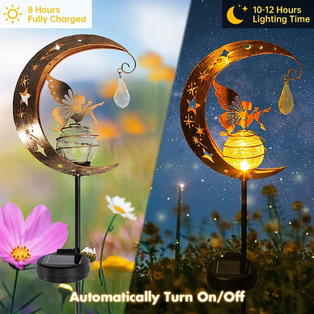 Solar Fairy on a Crescent Moon Garden Stake Light, view 4