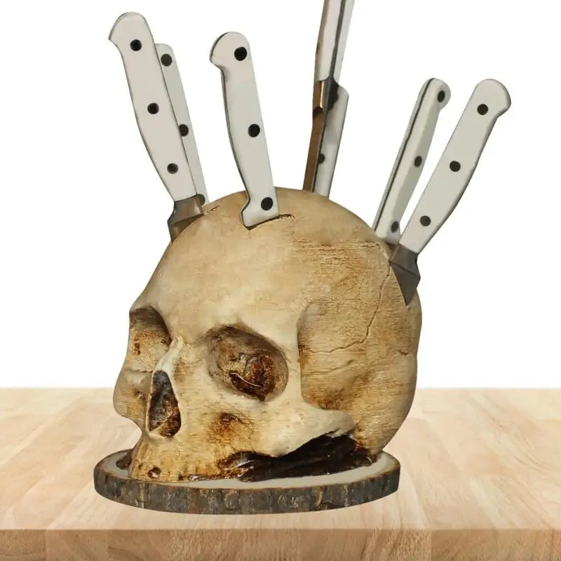 Skull Knife Block for Seven Knives, Hand Painted, view 10