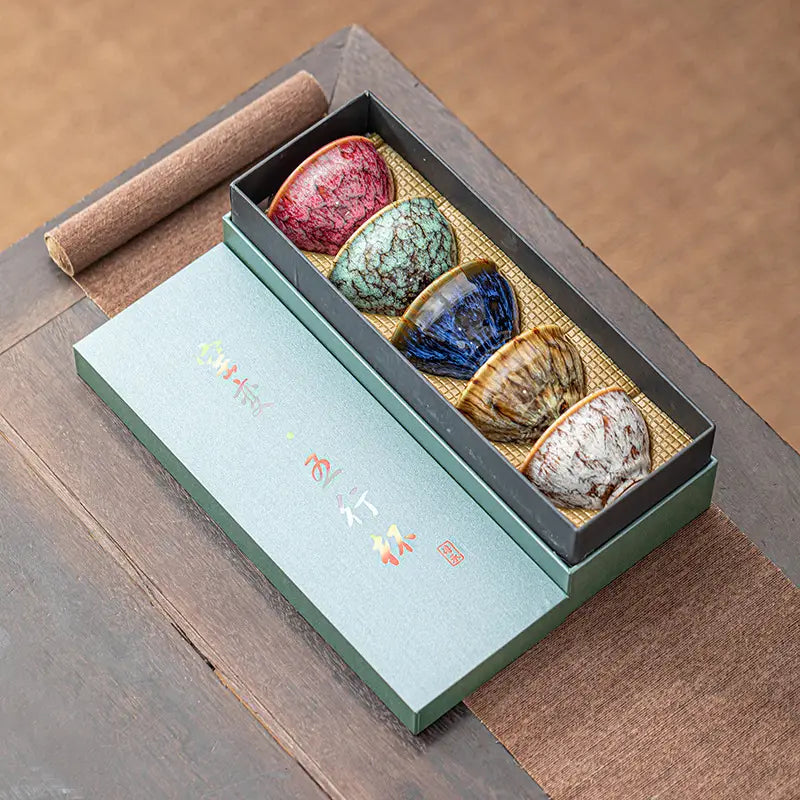 Five Element Ceramic Tea Cups, Set of 5 in a Gift Box, view 4