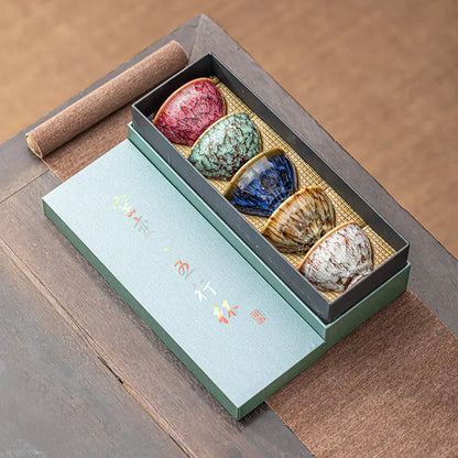 Five Element Ceramic Tea Cups, Set of 5 in a Gift Box, view 4