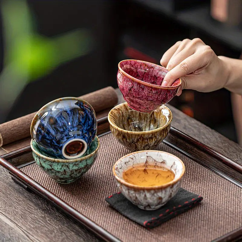 Five Element Ceramic Tea Cups, Set of 5 in a Gift Box, view 5